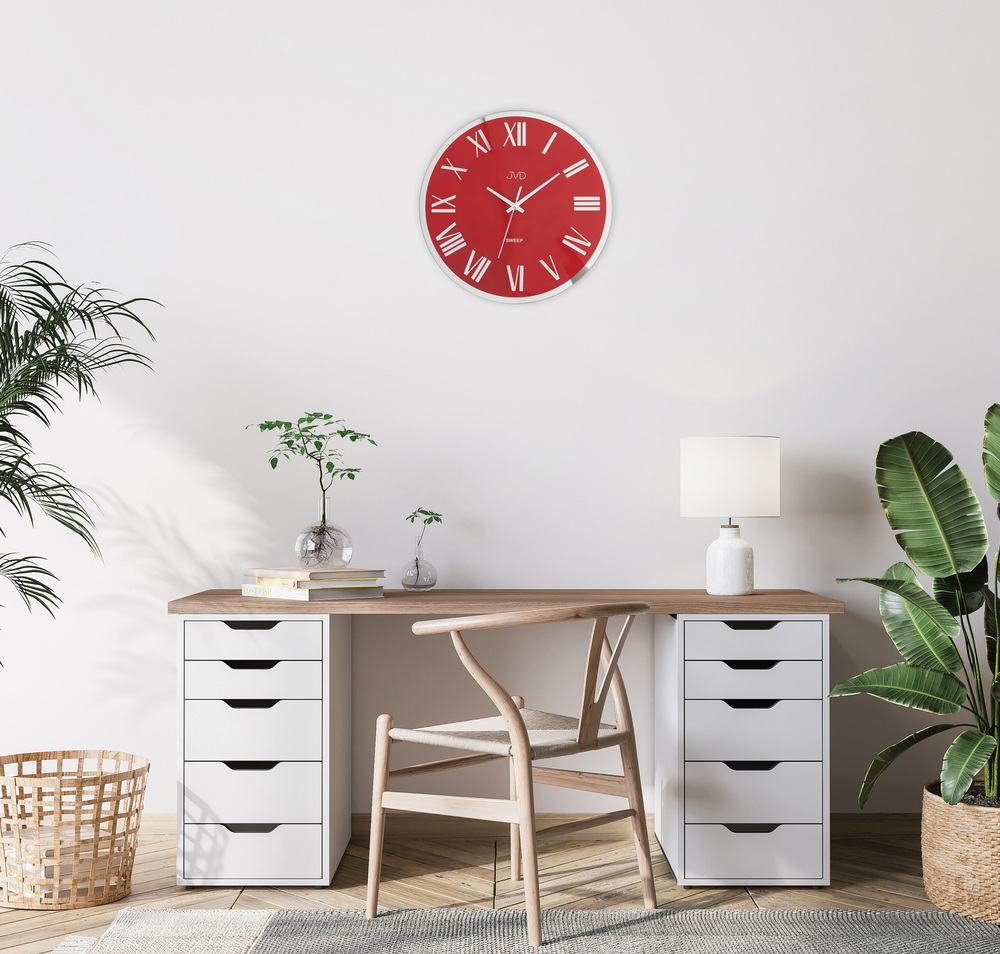 Luxusní skleněné nástěnné hodiny s římskými čísly JVD NS22006.2