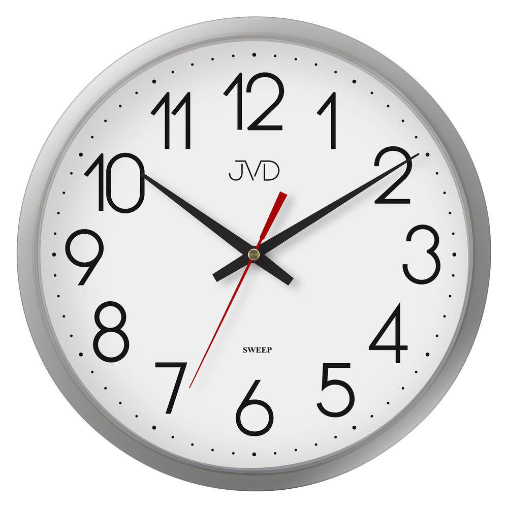 JVD Stříbrné netikající kulaté hodiny JVD HP614.2