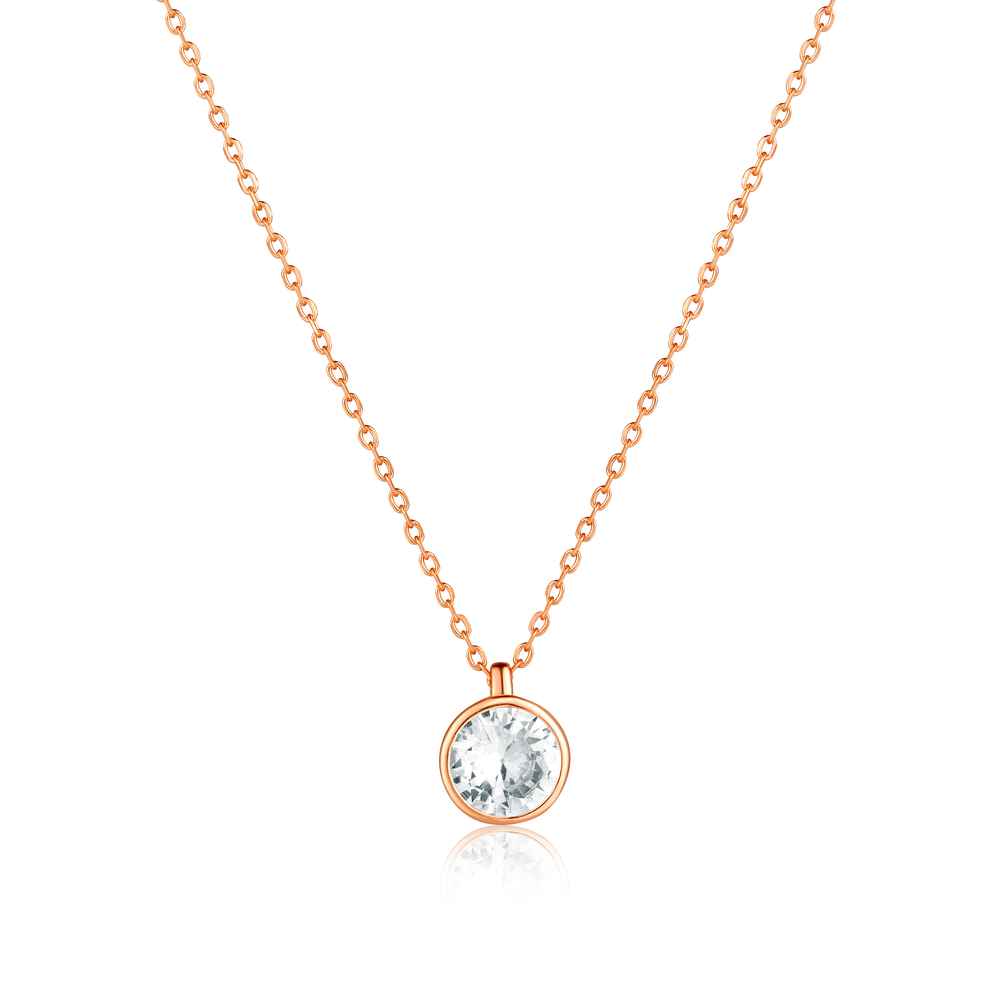 JVD Dámský stříbrný rose gold náhrdelník se zirkonem SVLN0472XH2RO08