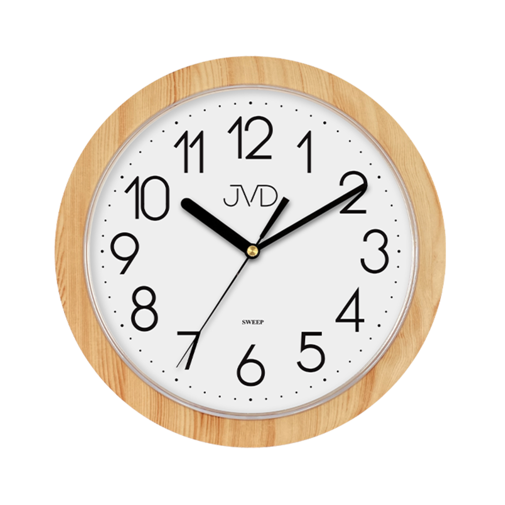 JVD Nástěnné netikající tiché hodiny JVD quartz H612.18 imitace dřeva světlé