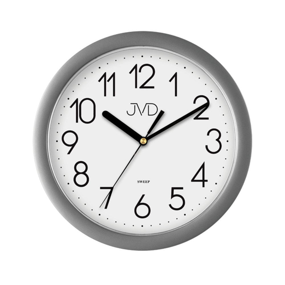JVD Tmavě šedé plastové netikající tiché hodiny JVD sweep HP612.25