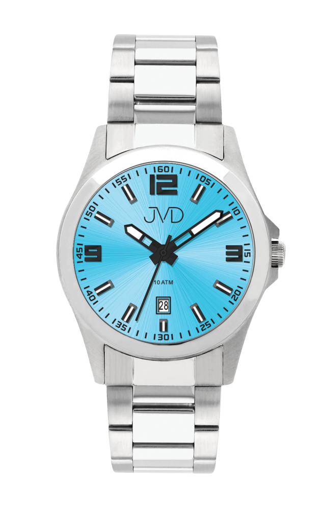 JVD Odolné vodotěsné náramkové pánské hodinky JVD steel J1041.49 s modrým číselníkem 10ATM