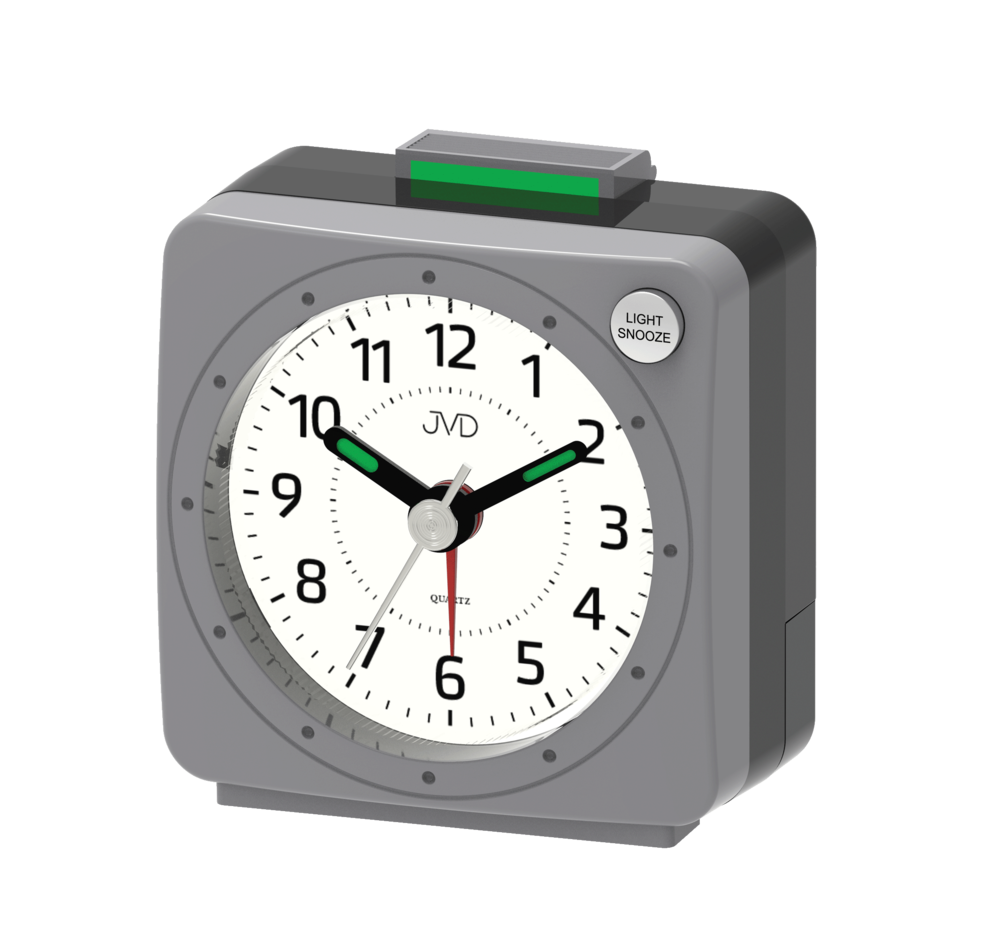 JVD Šedý analogový nejlevnější baterkový budík JVD SR220.14 s osvětlením