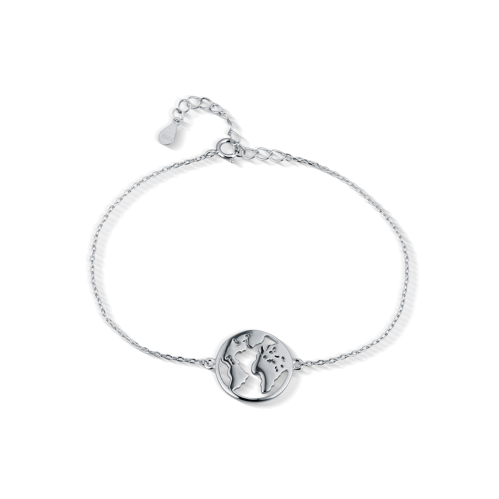 JVD Dámský stříbrný náramek se zirkony zeměkoule SVLB0085XH20017