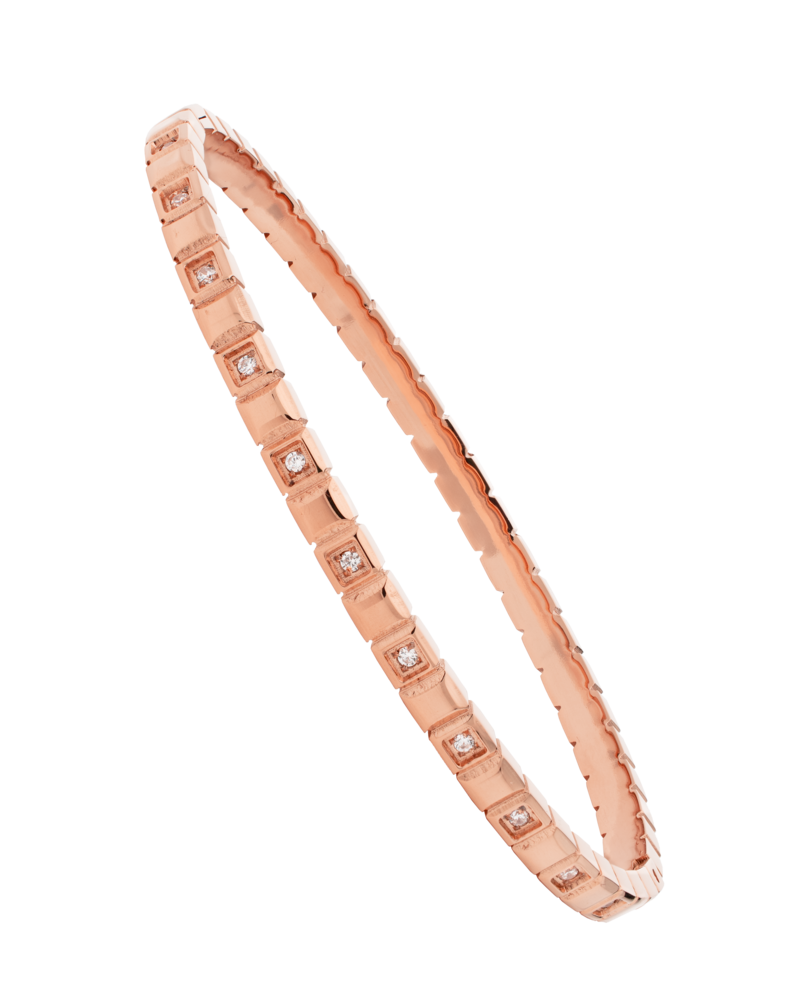 JVD Dámský pevný ocelový rose gold náramek se zirkony JGB13R