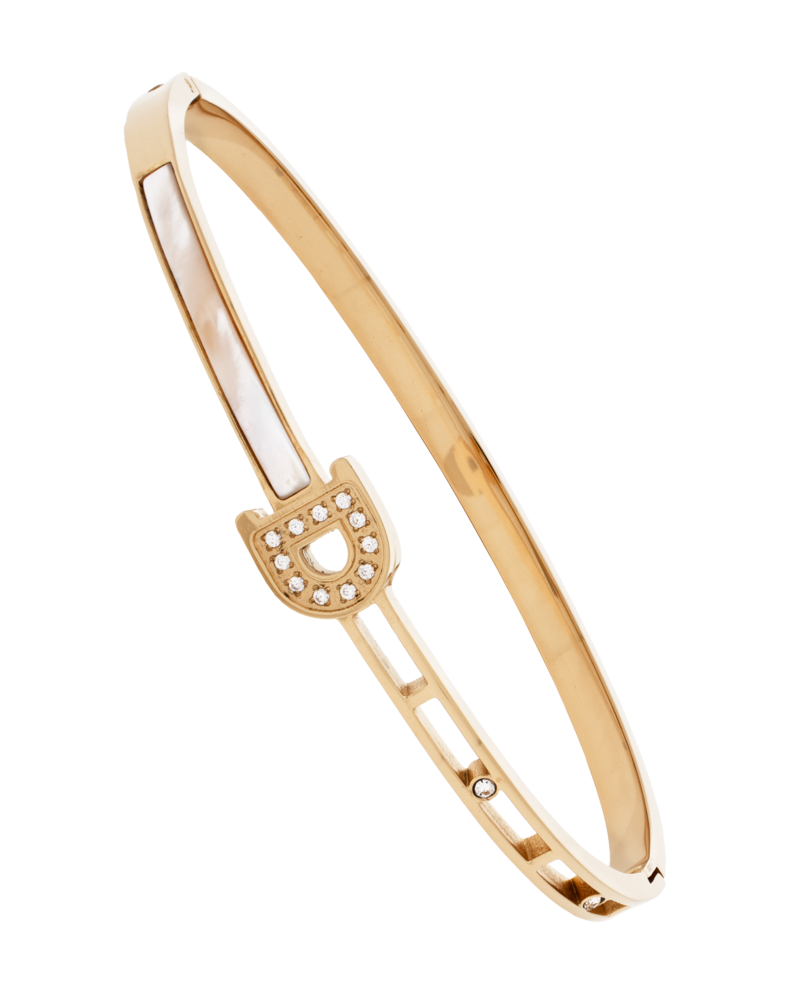 JVD Dámský pevný ocelový rose gold náramek se zirkony JGB15R