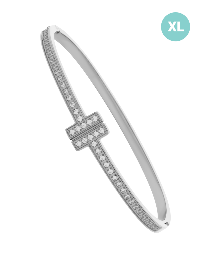 JVD Dámský pevný ocelový náramek se zirkony JGB16SXL