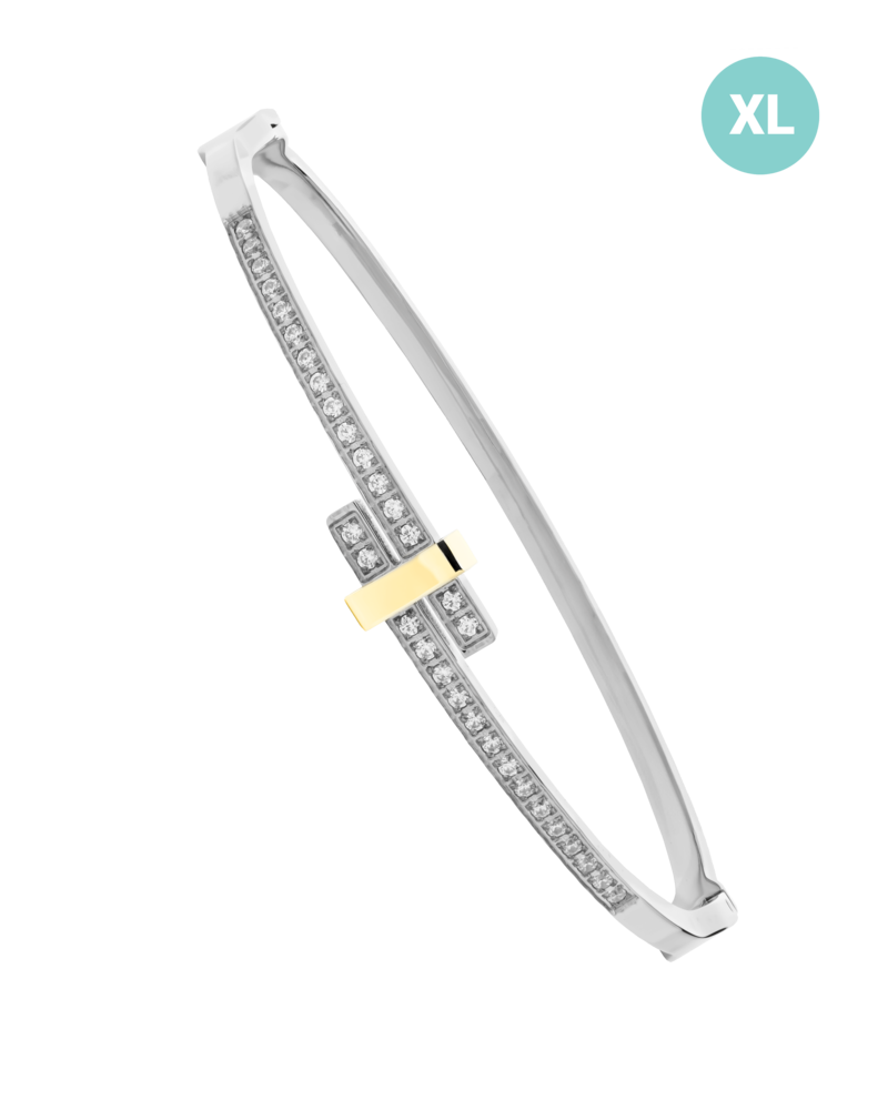 JVD Dámský pevný ocelový náramek se zirkony JGB7SXL