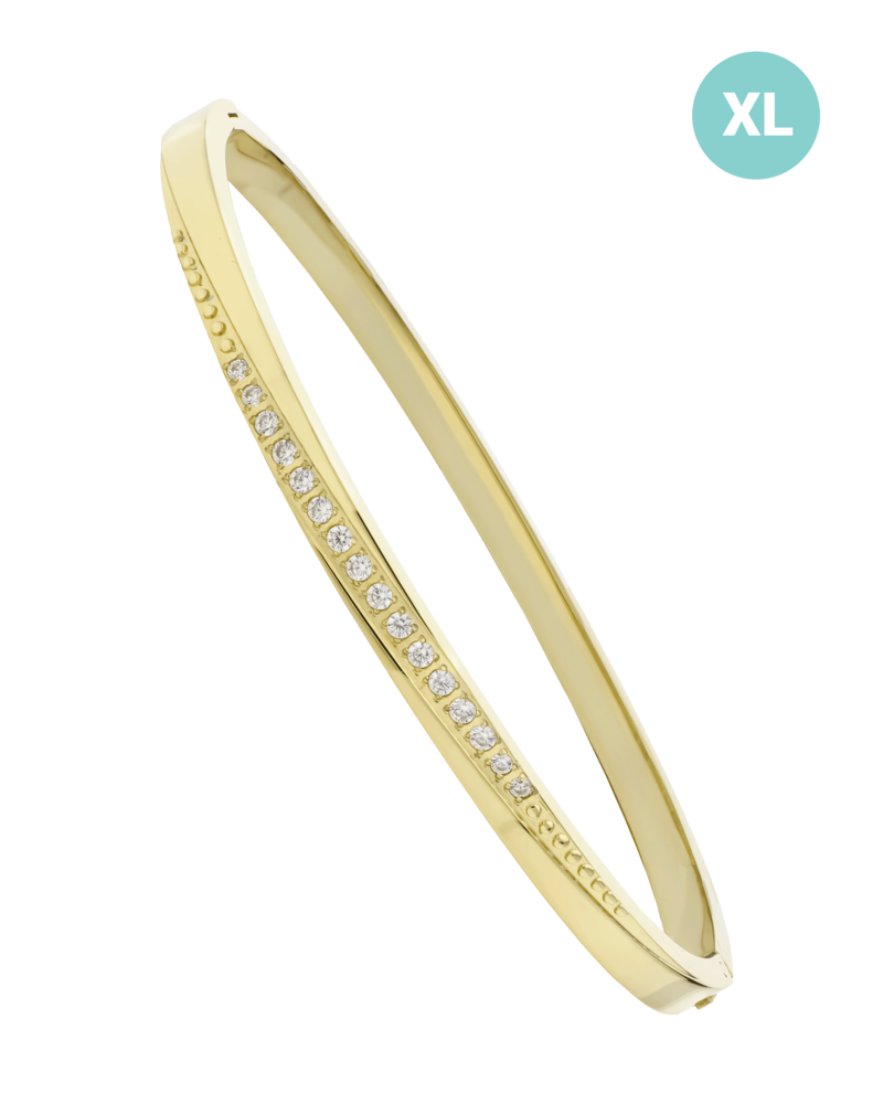  JVD Dámský ocelový pozlacený pevný náramek se zirkony JGB9GXL