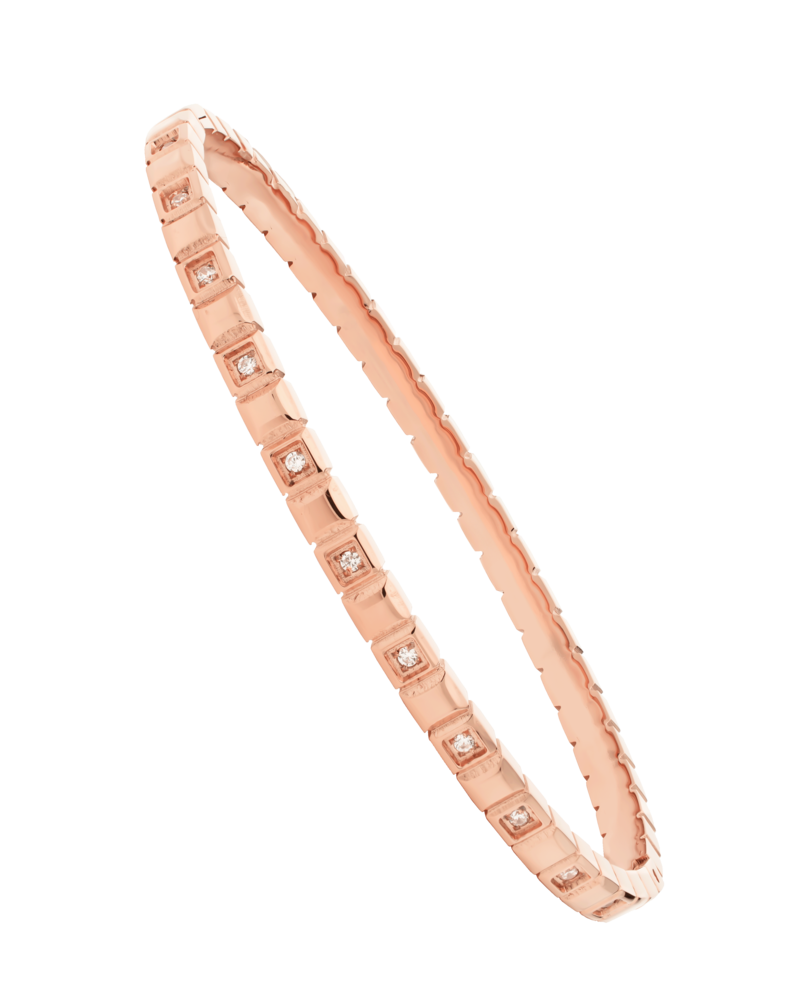 JVD Dámský pevný ocelový rose gold náramek se zirkony JGB13R