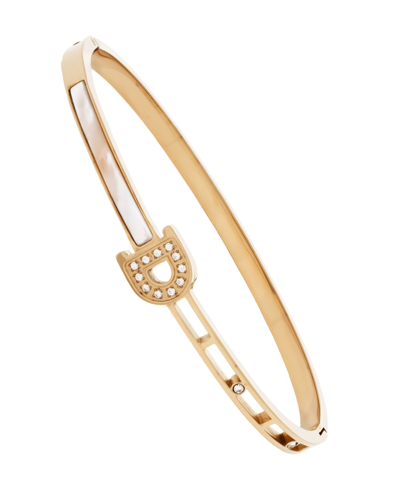 JVD Dámský pevný ocelový rose gold náramek se zirkony JGB15R