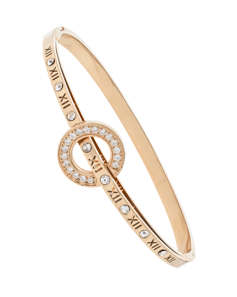 JVD Dámský pevný ocelový rose gold náramek se zirkony JGB11R