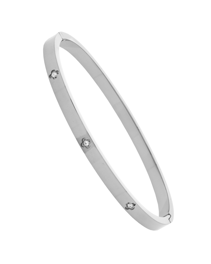  JVD Dámský pevný ocelový náramek se zirkony JGB17S