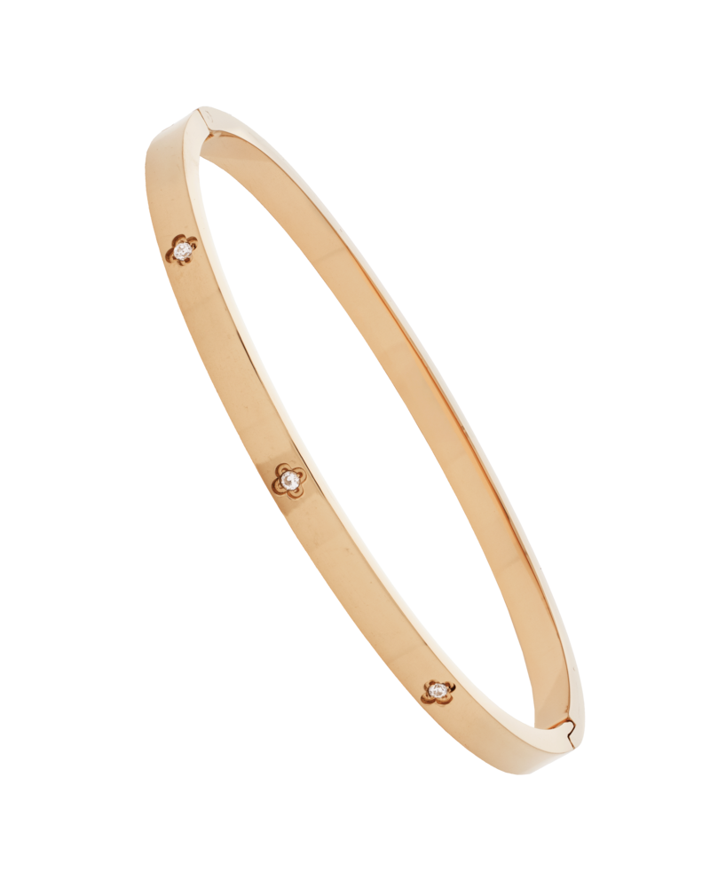 JVD Dámský pevný ocelový rose gold náramek se zirkony JGB17R