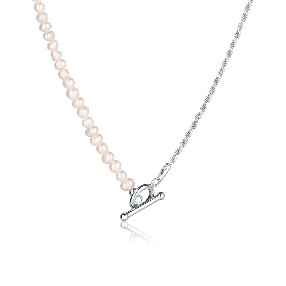 JVD Dámský stříbrný perlový náhrdelník s perlami SVLN0494X61P145