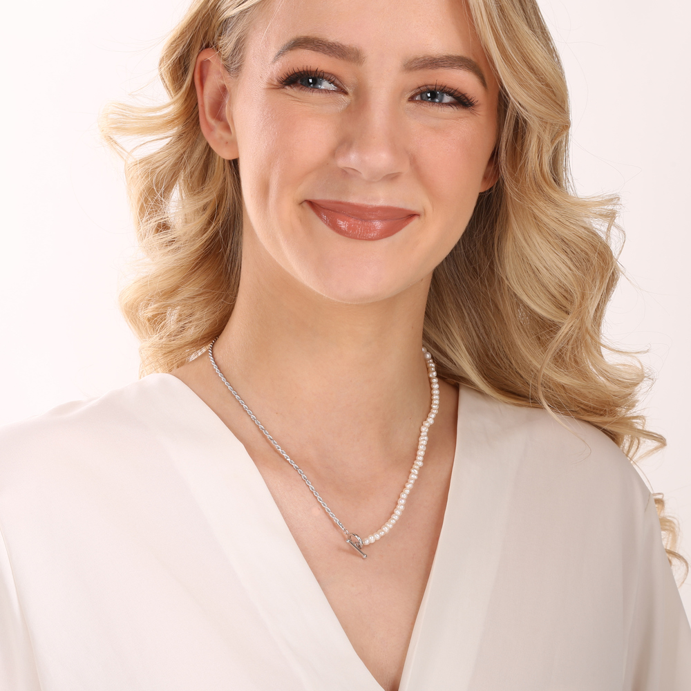 JVD Dámský stříbrný perlový náhrdelník s perlami SVLN0494X61P145