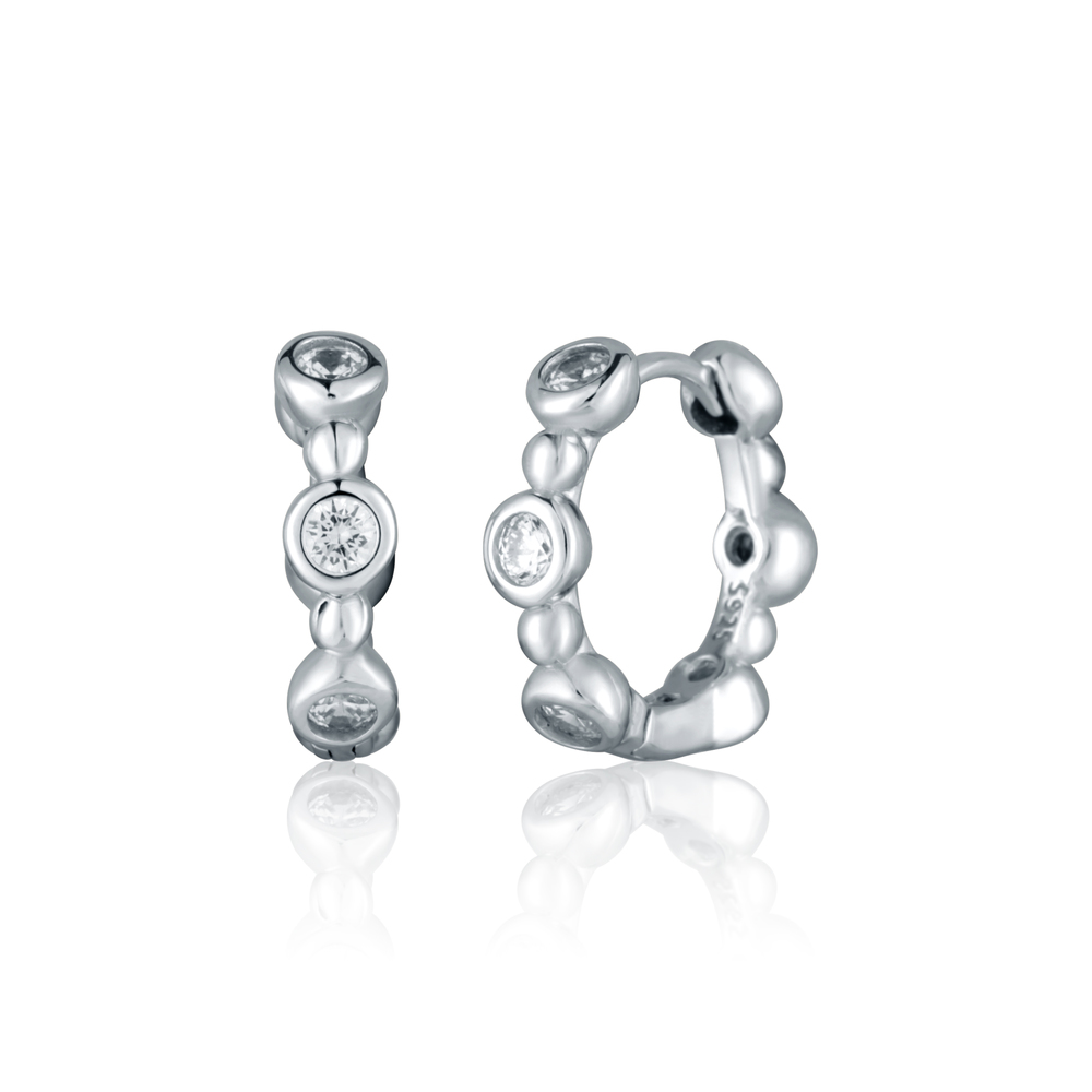 JVD Dámské kruhové stříbrné náušnice se zirkony SVLE0741SH2BI00