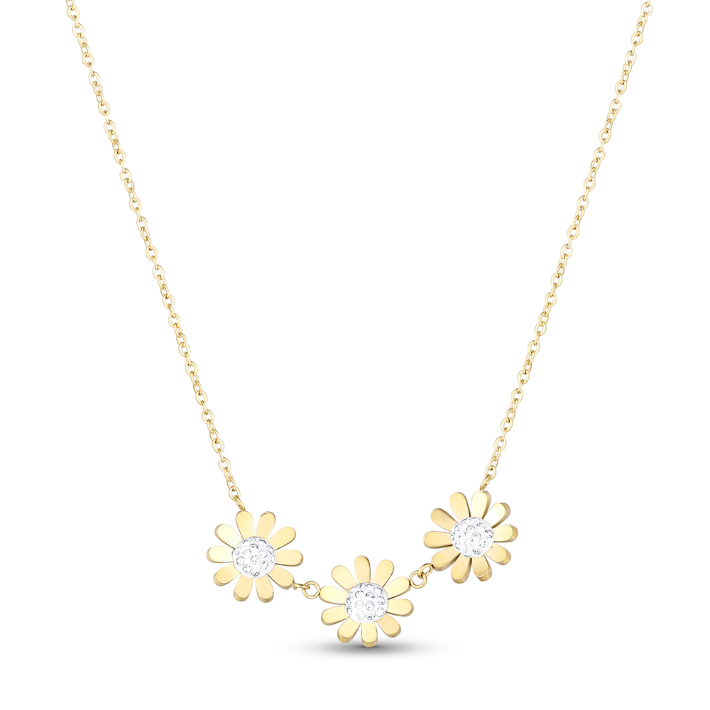 JVD Dámský ocelový pozlacený náhrdelník se zirkony SSSN0072XI8GO45