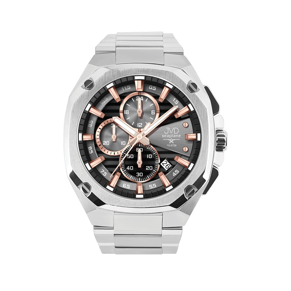JVD Pánské ocelové vodotěsné ocelové hodinky - chronograf JVD JE1015.1 10ATM
