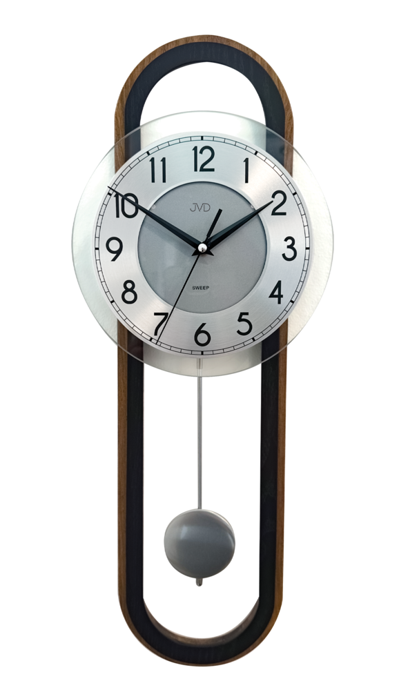 JVD Dřevěné designové netikající tiché skleněné kyvadlové hodiny JVD NS22010/78