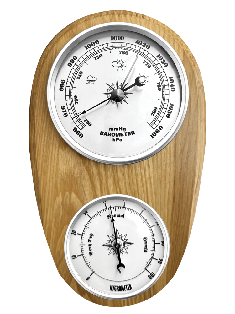 JVD Dřevěný retro hranatý vlhkoměr a barometr JVD BA231/68