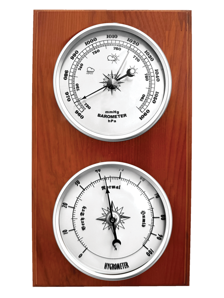JVD Dřevěný retro hranatý vlhkoměr a barometr JVD BA232/41