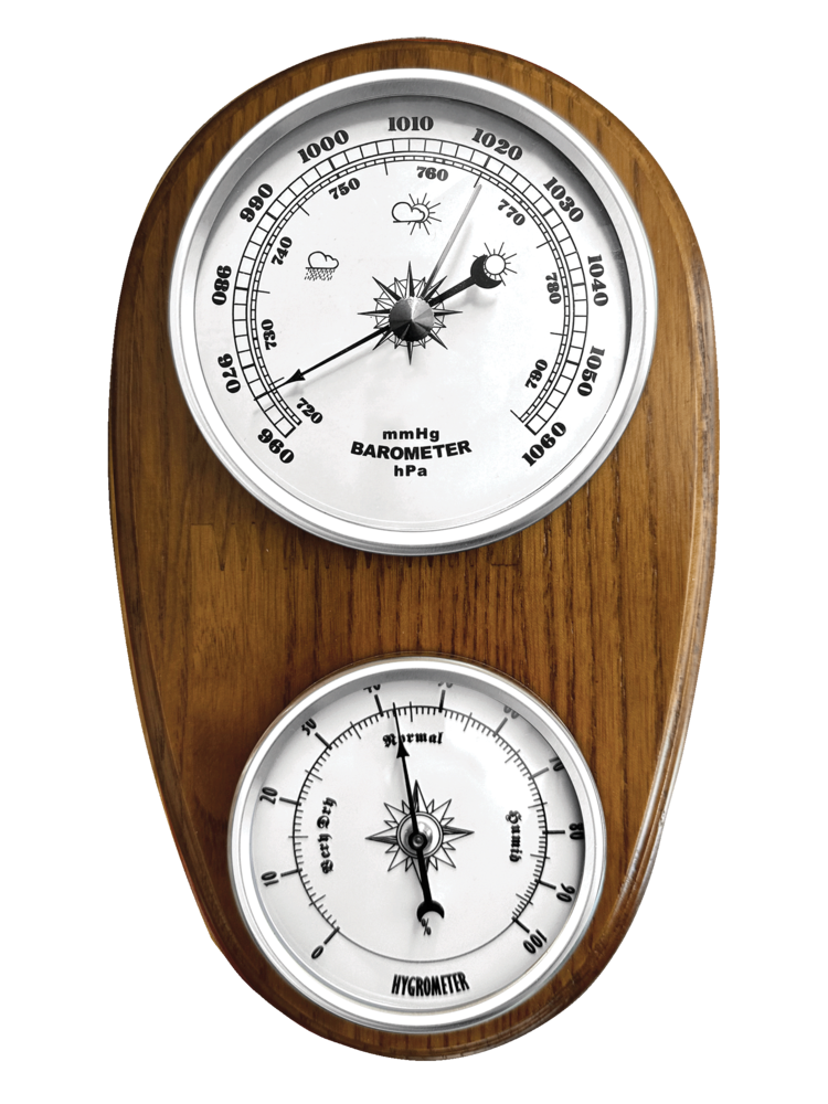 JVD Dřevěný retro hranatý vlhkoměr a barometr JVD BA231/11