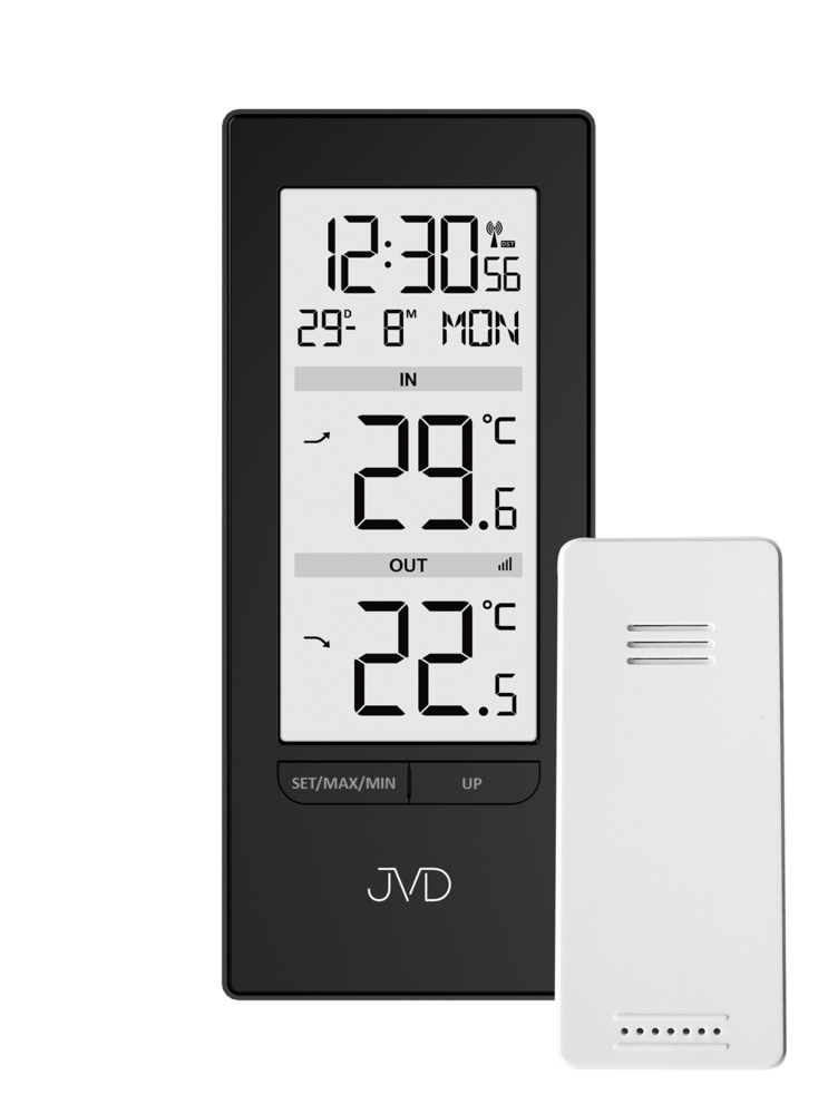 JVD Hrantý černý digitální čitelný bezdrátový teploměr JVD T3348.1 