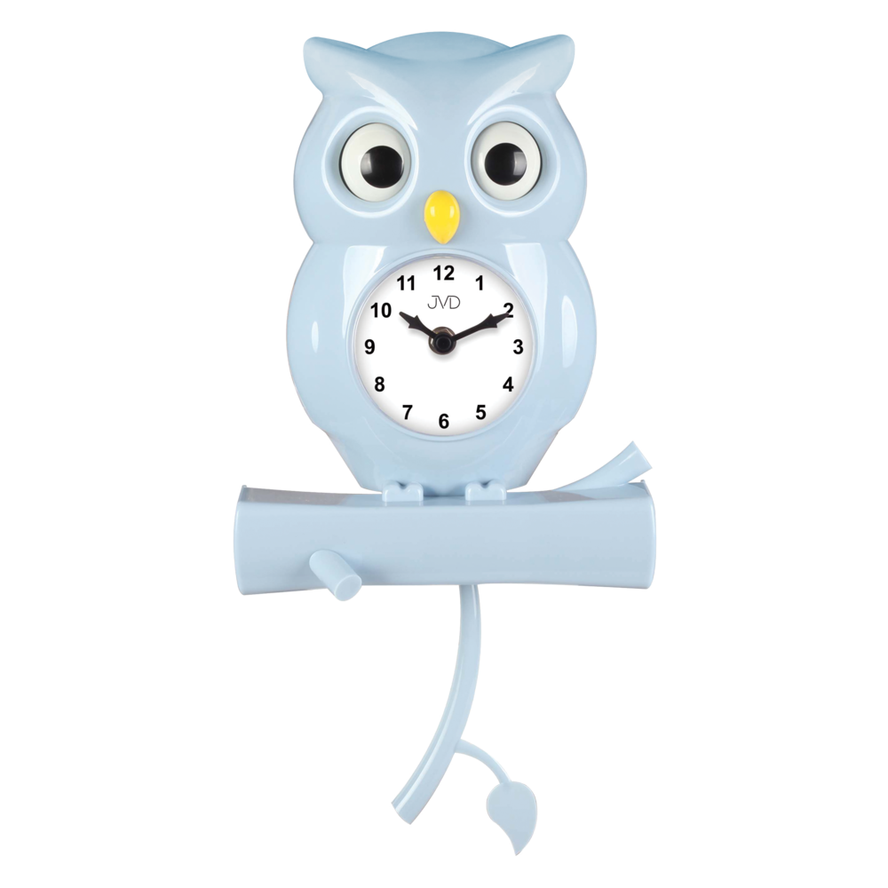 JVD Dětské nástěnné modré tiché netikající hodiny s motivem sovy JVD HE21.2