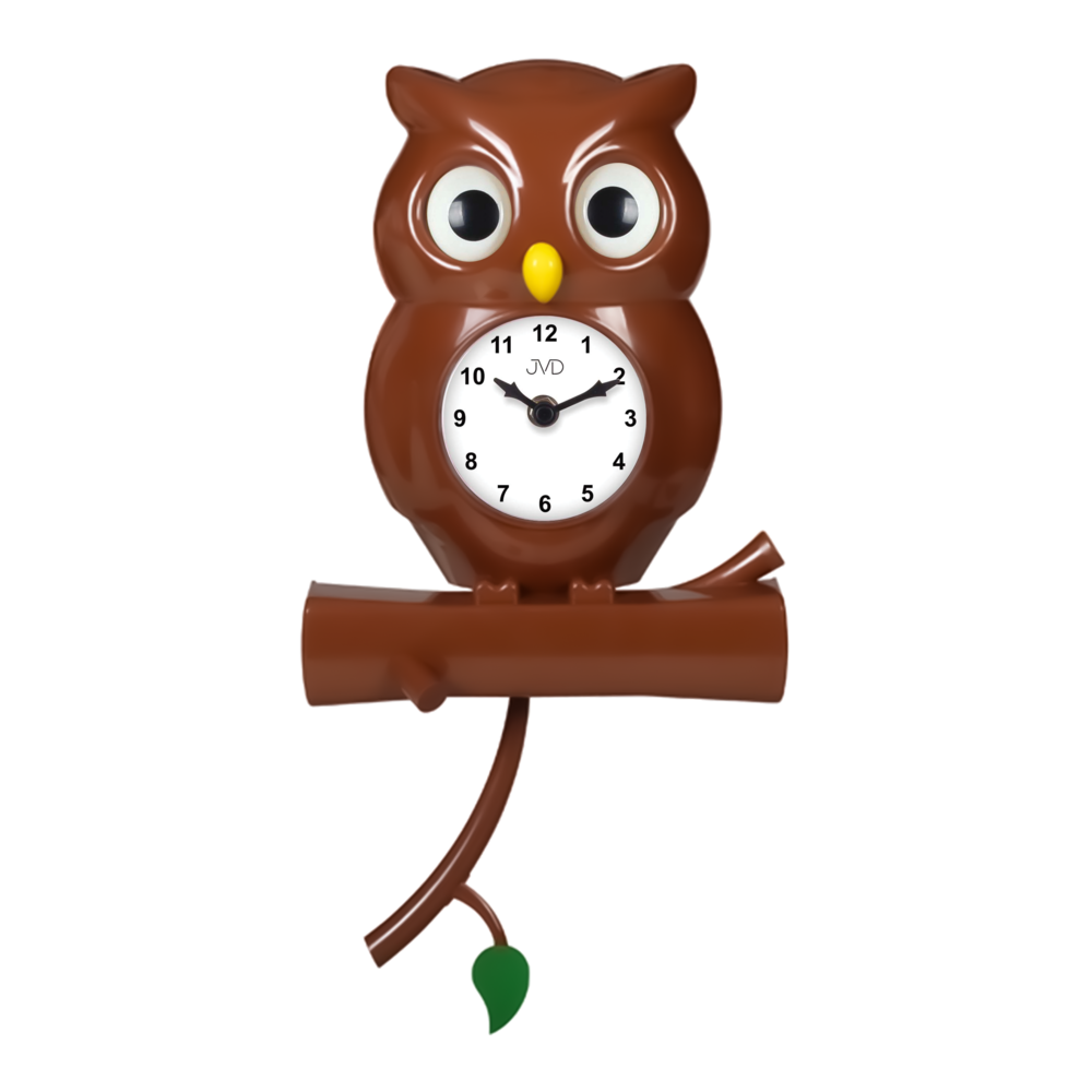 JVD Dětské nástěnné hnědé tiché netikající hodiny s motivem sovy JVD HE21.3