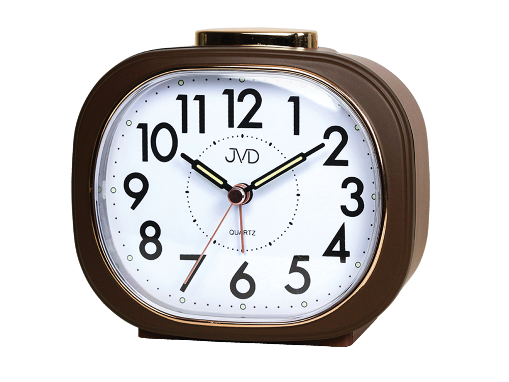 JVD Hnědý tichý budík s plynulým chodem JVD SRP2010.1