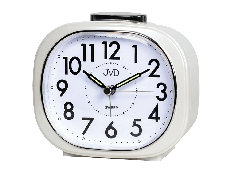 JVD Bílý tichý analogový budík s plynulým chodem JVD SRP2010.3