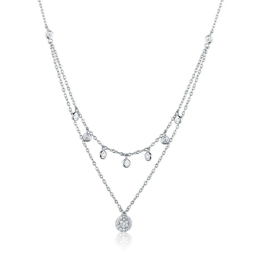  JVD Dámský stříbrný náhrdelník se zirkony SVLN0533XK4BI45
