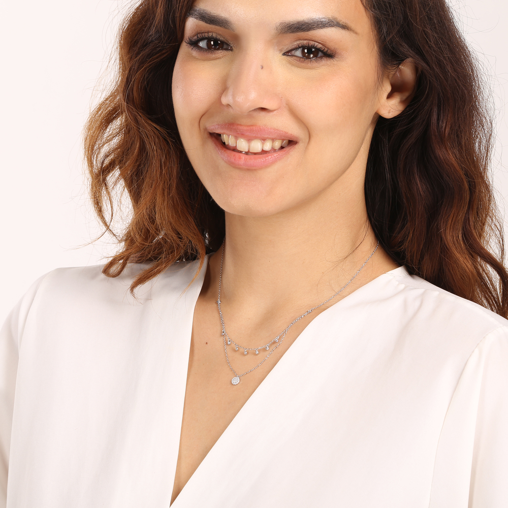  JVD Dámský stříbrný náhrdelník se zirkony SVLN0533XK4BI45