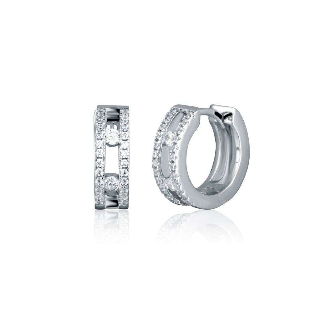 JVD Dámské kruhové stříbrné náušnice se zirkony SVLE2456XK3BI00