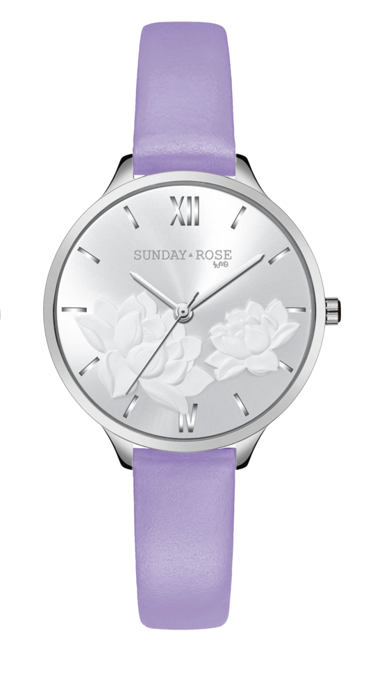 SUNDAY ROSE Dámské designové hodinky  SUNDAY ROSE Fashion Pastel Violet SUN-F14