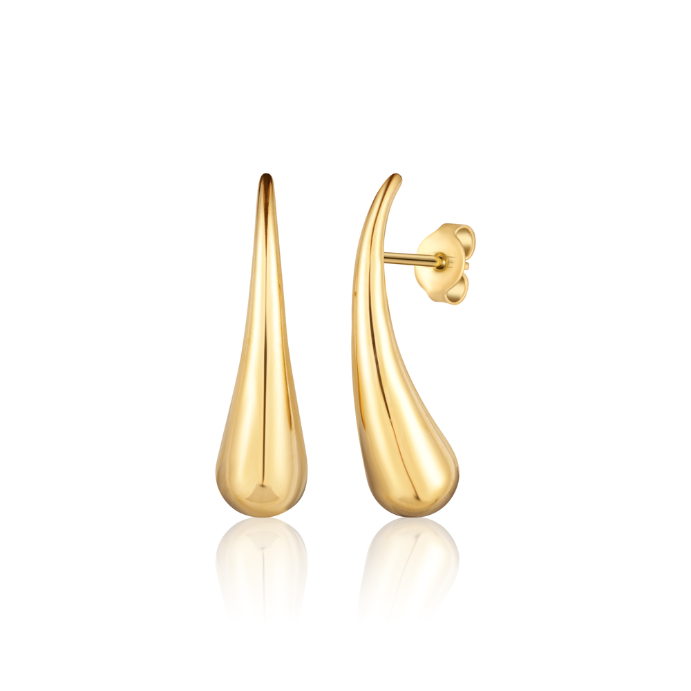  JVD Dámské ocelové pozlacené peckové náušnice kapky na puzetku SSSE0157X20GO00