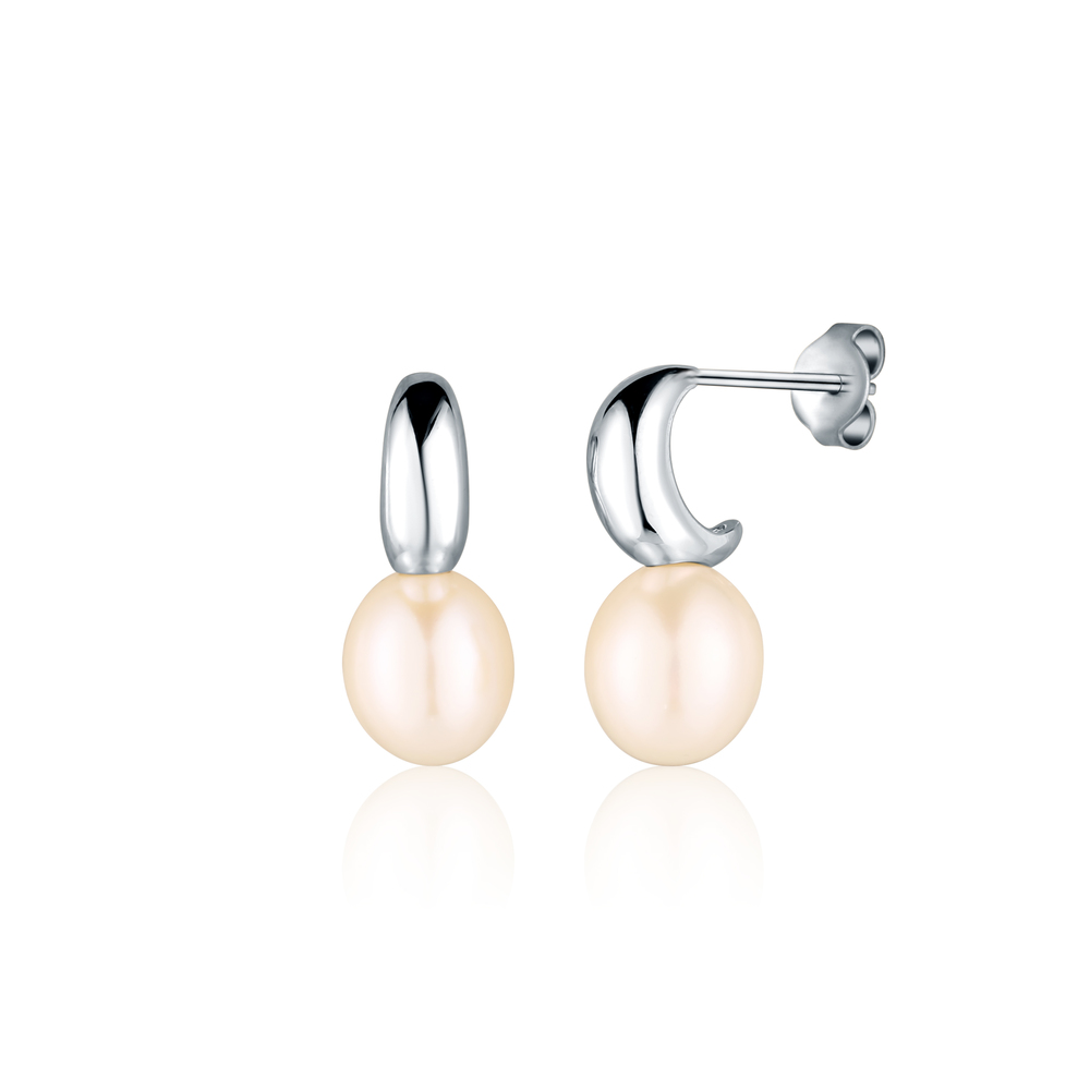 JVD Dámské stříbrné peckové náušnice s perlami na puzetku SVLE0774SD2P100