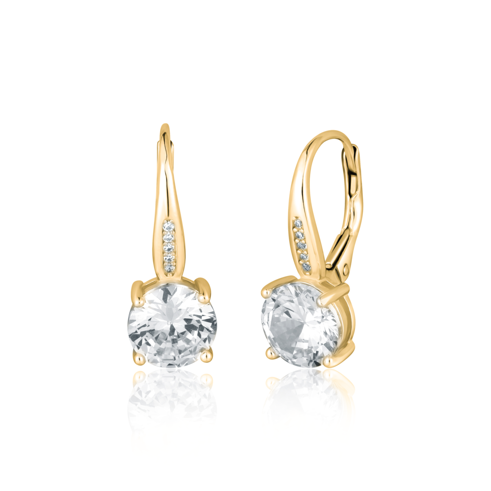  JVD Dámské pozlacené klasické stříbrné náušnice se zirkony na patent SVLE2147XH2GO00