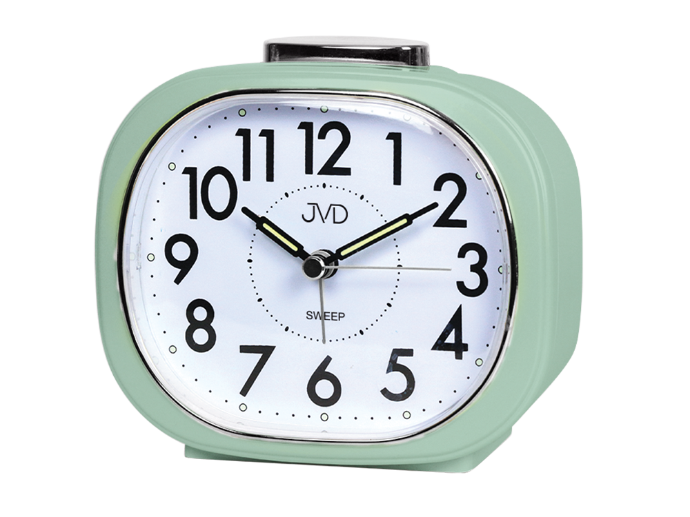 JVD Zelený tichý analogový budík s plynulým chodem JVD SRP2010.2