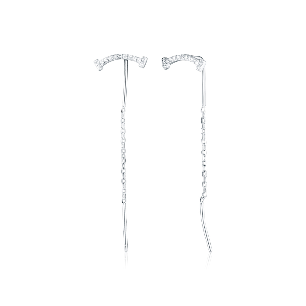 JVD Dámské stříbrné provlékací náušnice se zirkony SVLE2723X86BI00