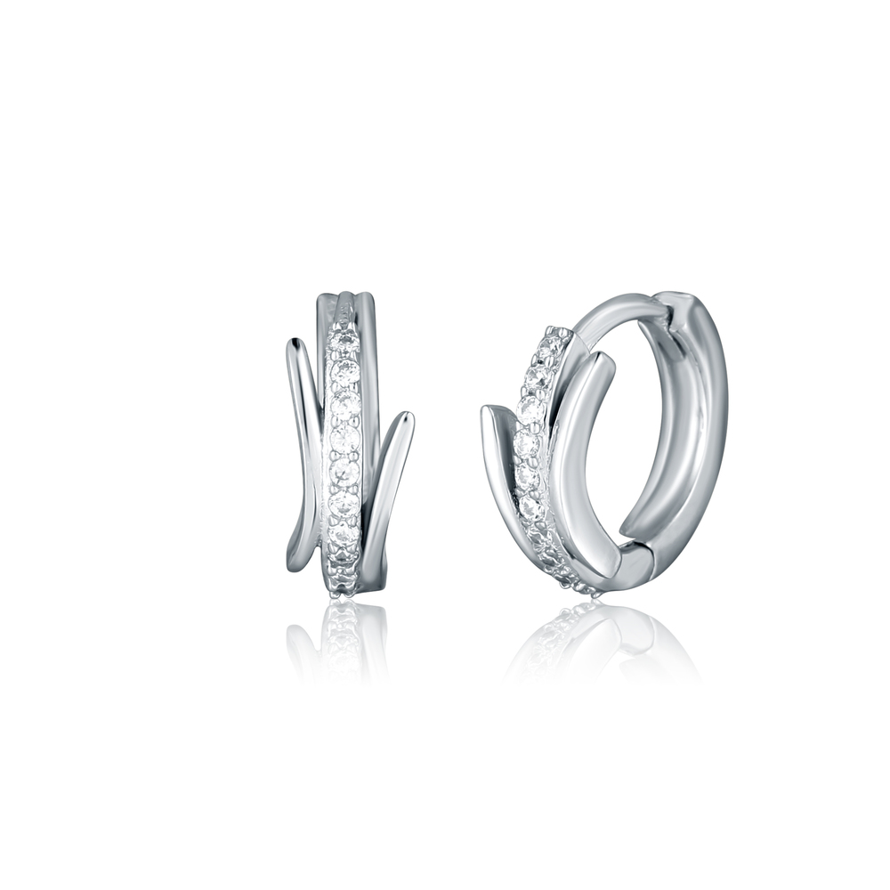 JVD Dámské stříbrné kruhové náušnice se zirkony SVLE2777X86BI00