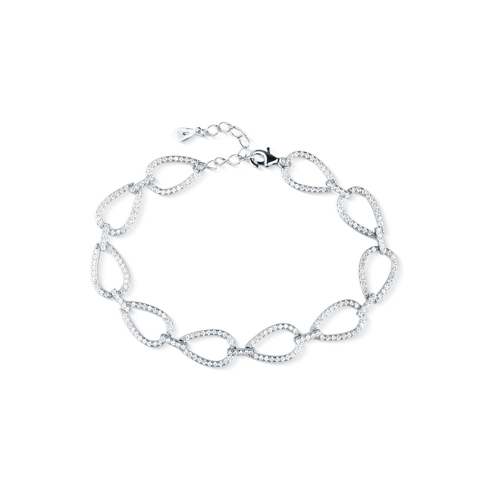 JVD Dámský mohutný stříbrný náramek se zirkony SVLB0358XH2BI18