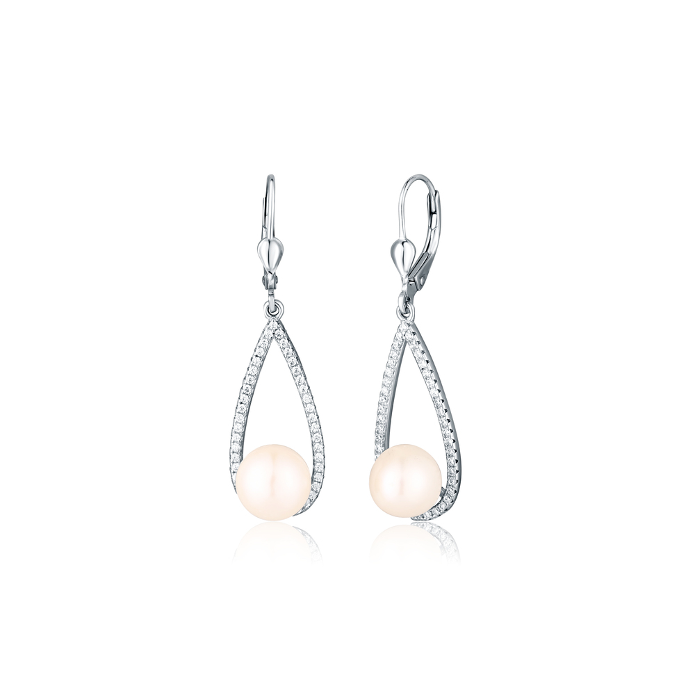 JVD Dámské stříbrné visací náušnice s perlami SVLE2825XH2P100