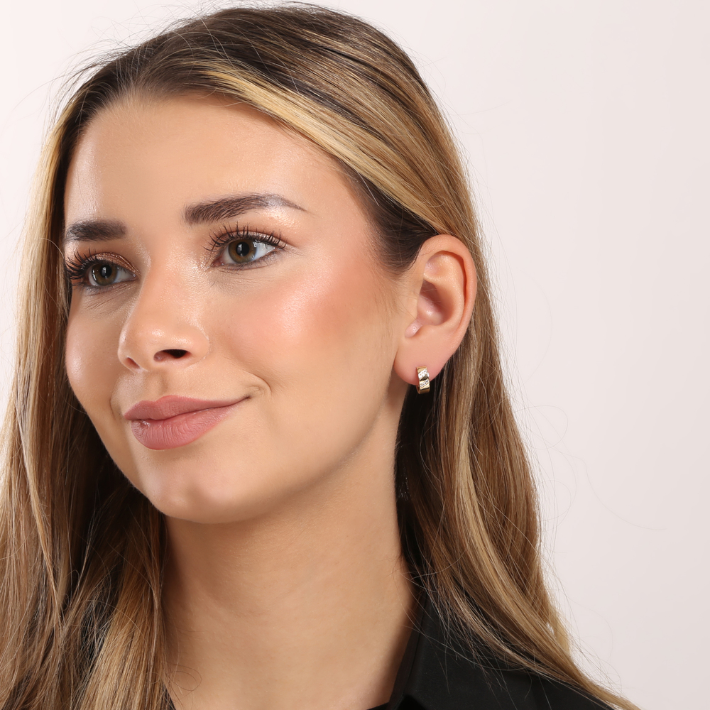  JVD Dámské kruhové zlaté náušnice se zirkony ryz. 585/1000 ZE0779XJ72-1400