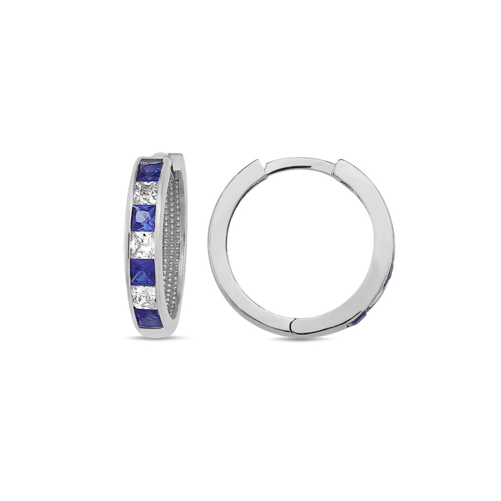 JVD Dámské kruhové zlaté náušnice z bílého zlata se safíry ryz. 585/1000 ZE0785XJ72-2300