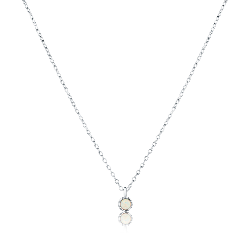  JVD Dámský stříbrný náhrdelník s bílým opálem SVLN0627X61O145