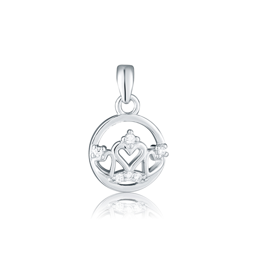  JVD Dámský stříbrný přívěsek se zirkony srdce SVLP1372X61BI00