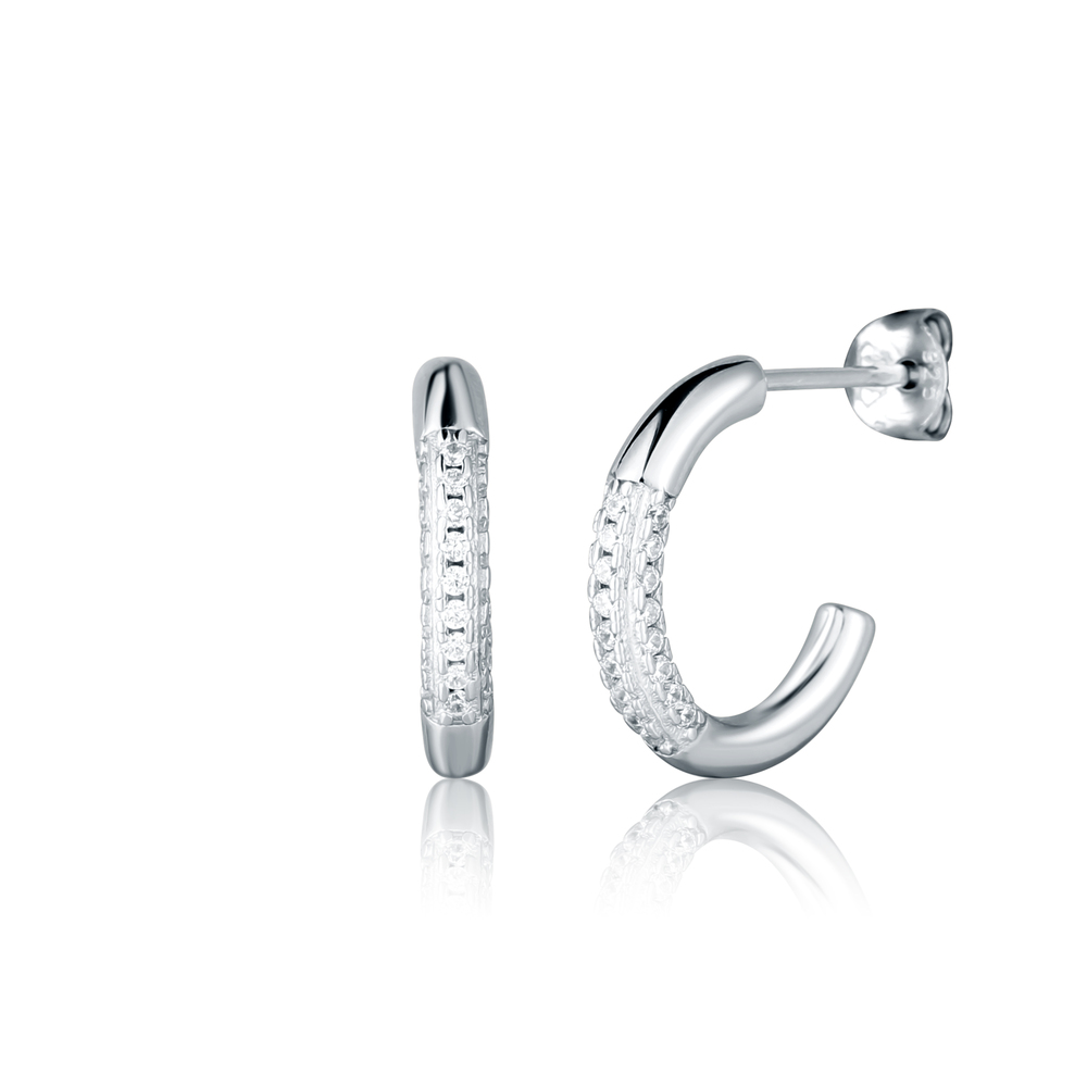  JVD Dámské stříbrné peckové náušnice se zirkony na puzetku SVLE3041X61BI00