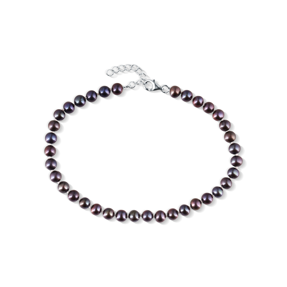 JVD Dámský stříbrný perlový náramek s černými perlami SVLB0020SD2P321